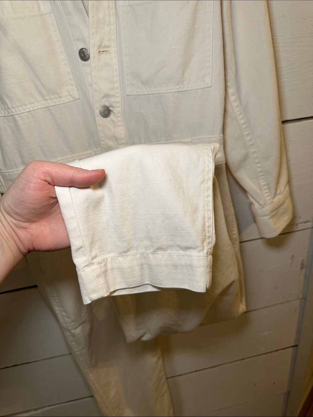 Madewell Garment Dyed Relaxed Coverall Jumpsuit In Antique Cream - Picture 6 of 16